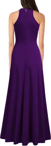 Miniatura 2 de MUSHARE Vestido largo formal sexy con cuello halter para mujer