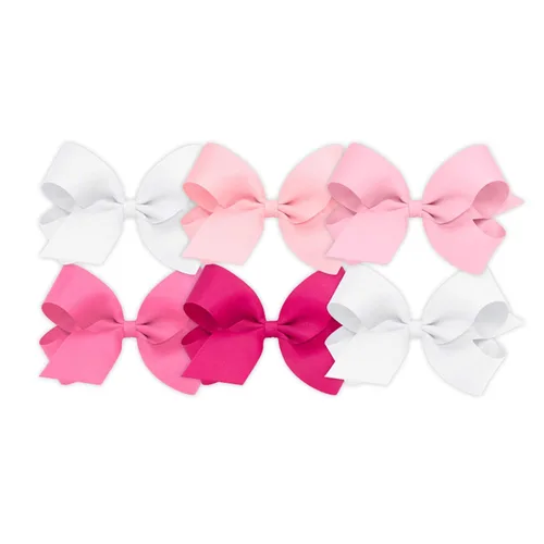 Miniatura 17 de Wee Ones Juego de 6 piezas de lazos para niña, paquete variado de grosgrain sólido en una pinza de pelo antideslizante WeeStay, mediano, azul, azul