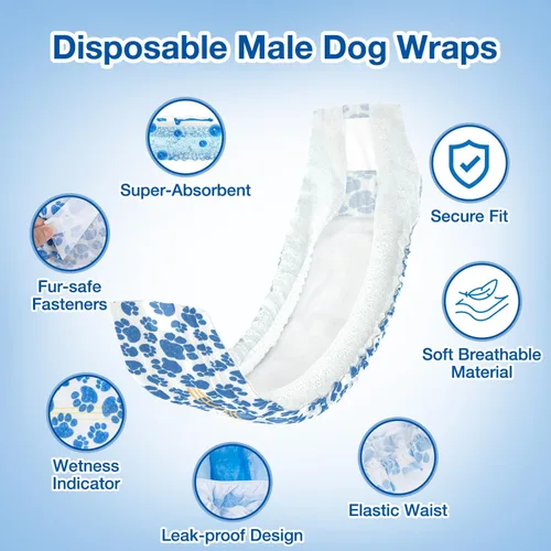 Miniatura 3 de Dono Pañales desechables para perros machos, 40 unidades, con indicador de humedad, a prueba de fugas, con tecnología de gel de secado rápido