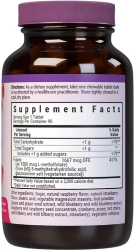 Miniatura 2 de BlueBonnet Earth Sweet Cellular Active Methylfolate 1000 mcg comprimidos masticables, 90 unidades (743715004559)