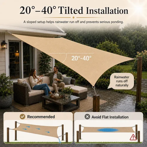 Miniatura 5 de ShadeMart Toldo impermeable triangular de 12 x 12 x 12 pies, color beige, toldo con 95% resistente a los rayos UV, para patio, terraza, balcón