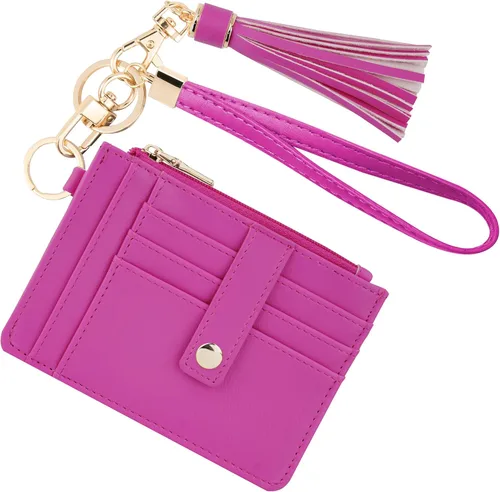 Miniatura 25 de KNGITRYI Billeteras pequeñas de pulsera para mujer RFID para tarjetas de crédito, cartera con llavero, cartera para tarjetas de crédito