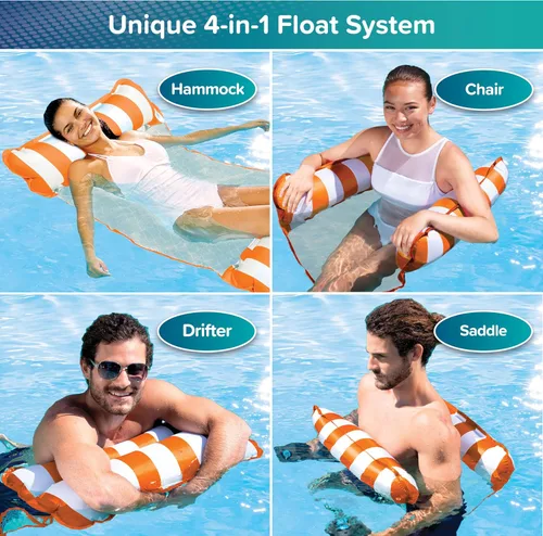 Miniatura 5 de Aqua Original Hamaca de Piscina y Hamaca de Agua Monterey 4 en 1 y Flotador - Flotadores de piscina inflables multiusos para adultos