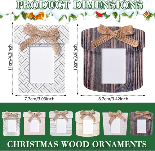 Miniatura 2 de Namalu 12 Piezas Marcos Pequeños para Adornos de Navidad Mini Adornos de Marcos de Fotos de Madera para Árbol de Navidad Recuerdos Colgantes
