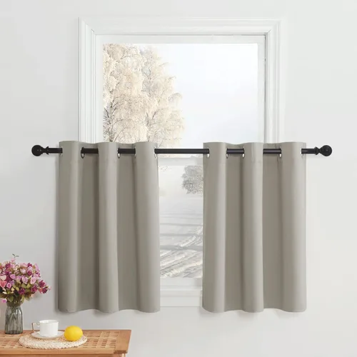 Miniatura 224 de NICETOWN Cortinas opacas de cocina para ventana sobre el fregadero, aislamiento térmico, decoración del hogar, pequeños niveles opacos con ojales