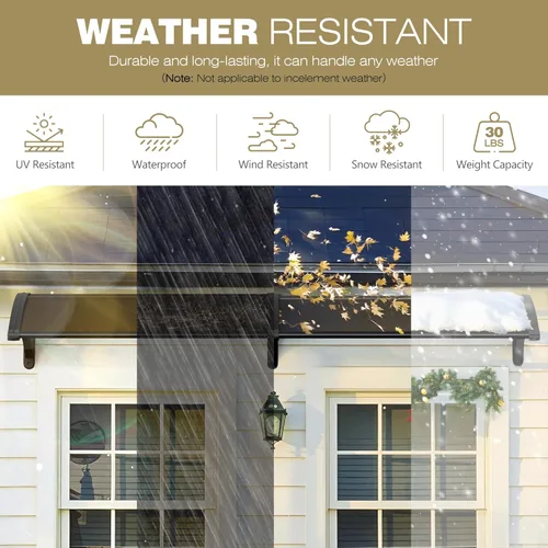 Miniatura 3 de ZENY Toldo de ventana de 40 x 80 pulgadas para entrada de puerta, toldo y marquesina para exteriores, protector de lluvia y sol para puerta
