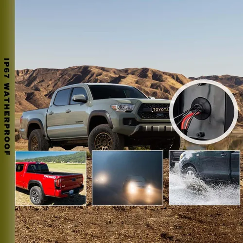 Miniatura 5 de Luces traseras LED mejoradas para Toyota Tacoma 2016-2021, montaje de luces traseras LED negras ahumadas con señal de freno/giro/lámpara de marcha
