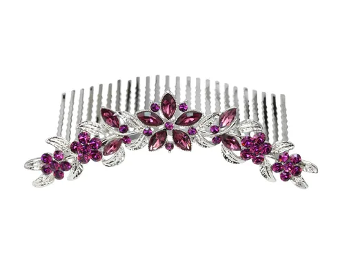 Miniatura 10 de Faship Hermoso peine de pelo floral de cristal de diamantes de imitación negro