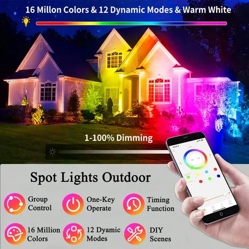 Miniatura 2 de Foco para exteriores, 15 W, RGBW, luces de paisaje que cambian de color, 12 V, iluminación de paisaje de bajo voltaje, control de aplicación, IP67