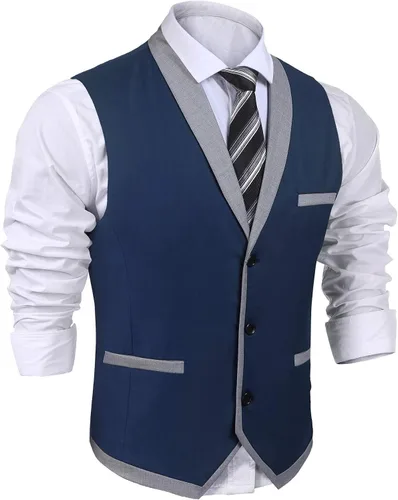 Miniatura 2 de COOFANDY Chaleco de traje para hombre, ajustado, formal, de negocios, casual, para boda