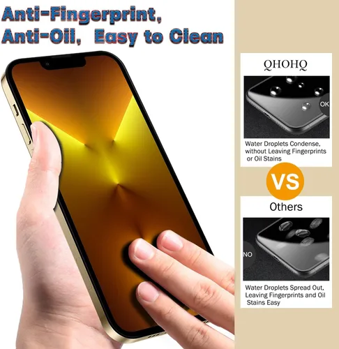 Miniatura 3 de QHOHQ Paquete de 3 protectores de pantalla para iPhone 13 Pro de 6.1 pulgadas con 3 protectores de lente de cámara de vidrio templado, Ultra HD