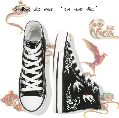 Miniatura 4 de kufeiti - Tenis de lona de alta calidad para mujer, zapatos de lona con cordones, color blanco y negro, casuales, para caminar