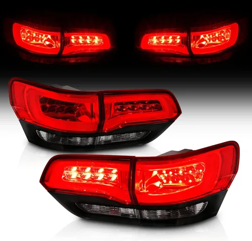 AmeriLite Juego de luces traseras de señal de giro de freno LED rojo/ahumado/negro para Jeep Grand Cherokee 2014-2017 (4 piezas) - lado del pasajero