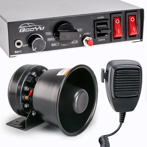 Cuerno de sirena de policía 12V para vehículos, sistema PA de sirenas de emergencia para camión de ambulancia de bomberos, altavoz rectangular 9