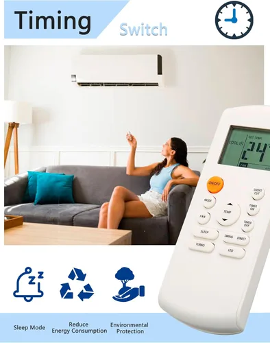 Miniatura 4 de Control remoto de repuesto, control remoto de aire acondicionado, compatible con controles remotos de la serie R57 y RG57 Series R57B1/BGE