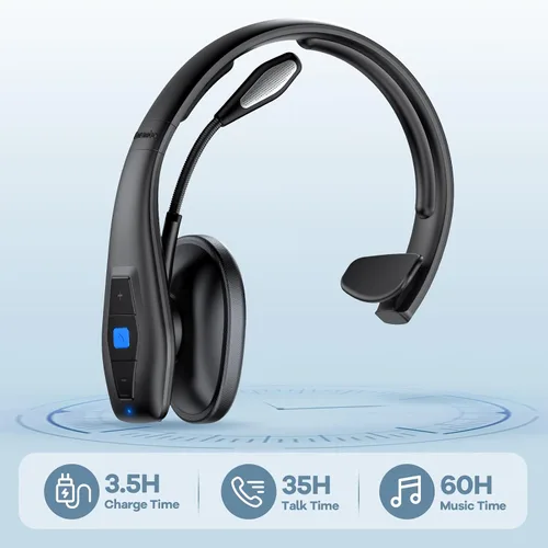 Miniatura 3 de CONAMBO JBT100 - Auriculares Bluetooth para camionero con doble micrófono con cancelación de ruido, CVC8.0, botón de silencio, auriculares