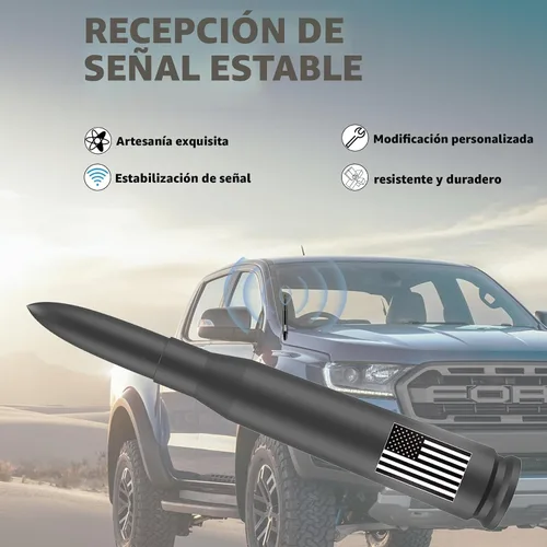 Miniatura 4 de Antena para camión, diseño de bandera estadounidense, con tapas de vástago de válvula, mástil de antena universal, accesorios de camión y auto