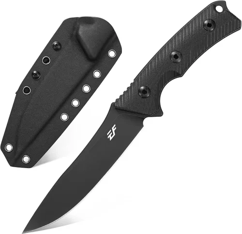 Miniatura 10 de Eafengrow EF124 Cuchillo de hoja fija 14c28n con hoja de acero recubierto de titanio negro, cuchillo fijo con mango G10 para acampar al aire libre