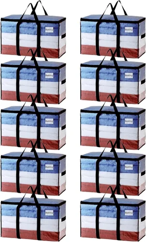 Miniatura 42 de TAILI - Bolsas de mudanza extra grandes, paquete de 10 bolsas negras resistentes para almacenamiento con ventana visible, asas envolventes