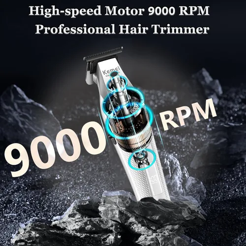 Miniatura 3 de KEMEI 3023-702 - Cortadora de pelo y barba para hombres, 9000 RPM sin huecos para barberos con cuerpo de metal completo, cortapelos profesional