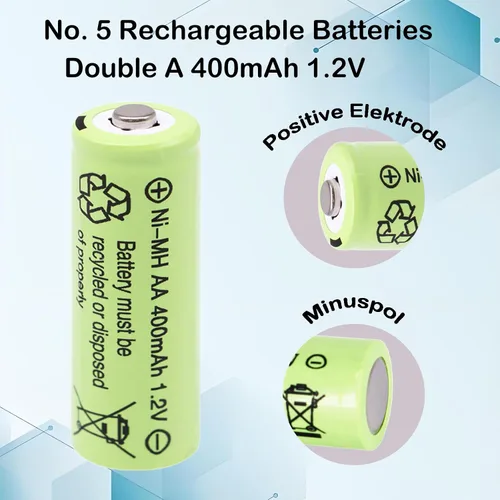 Miniatura 6 de Doble A 1.2 voltios 400 mAh NiMH recargables AA pre-cargadas baterías solares para luces decorativas al aire libre, luz de asta de bandera, mouse