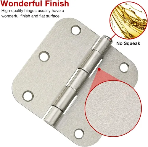 Miniatura 2 de Paquete de 3 bisagras para puerta, redondeadas con radio de 5/8", herrajes de hierro plano resistente, juego para dormitorio, cocina, sala de estar