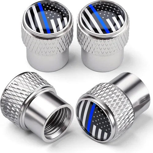 Miniatura 60 de 8 piezas de tapas de vástago de válvula de neumático, tapas de válvula de neumático de acero inoxidable, tapas de válvula de rueda para autos