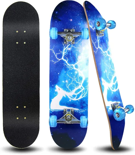 PHOEROS Complete Skateboards- Standard Skateboards for Beginners Kids Boys Girls Teenager- 31''x 8''Canadian Maple Cruiser Pro Skate Board,