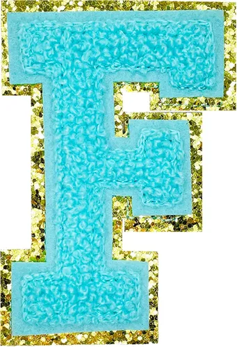 Miniatura 2 de Jongdari Letras termo-adhesivas de felpilla para ropa, parches de letras del alfabeto con brillantina para coser, con adhesivo planchado, 4 Azul