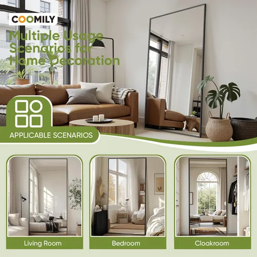 Miniatura 5 de Espejo de pie de longitud completa con soporte, 56 x 14 pulgadas, estilo rectangular, espejo de pie de cuerpo completo para dormitorio, sala