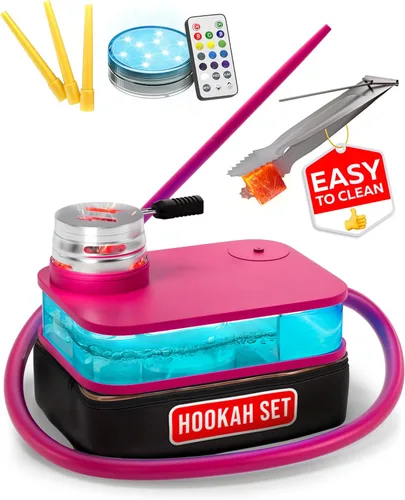 Miniatura 14 de Set portátil de cachimba con todo incluido - Set portátil de cachimba negro para viajes con bolsa plana para cachimba - Kit de cachimba