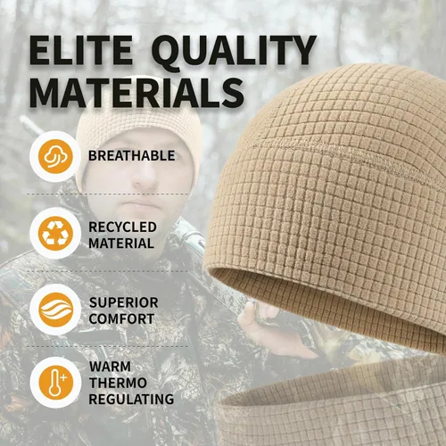 Miniatura 3 de 2 Pack Grid Fleece Beanie Watch Cap Waffle Beanie Tactical Army Military Skull Cap, All Weather Beanie