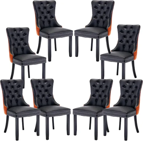 Miniatura 35 de Silla de comedor copetuda moderna de terciopelo para comedor, sillas de comedor tapizadas con remache de clavo, anillo trasero para cocina, comedor