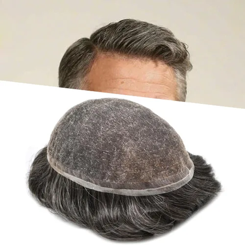 Miniatura 40 de Men Toupee Hairpiece Human Hair System Mens Hair Piece Bleached Knot Full Lace Toupee For Men Protesis Capilar Mens Toupee 6X8 1# Jet Black 100%
