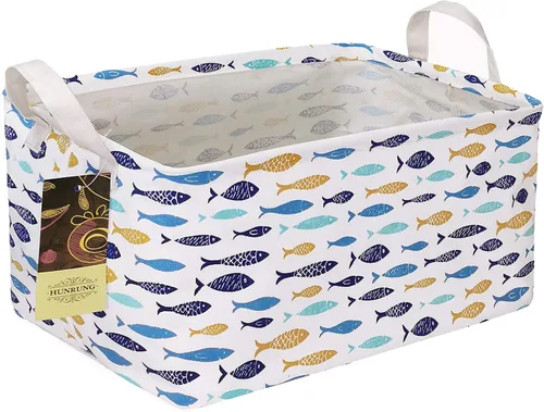 Miniatura 12 de Cesta de almacenamiento rectangular, lindo organizador de tela para juguetes de mascotas/niños, libros o ropa. Perfecta para habitaciones de niños