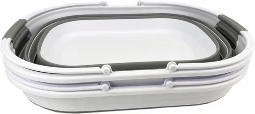 Miniatura 2 de SAMMART Cesta de plástico plegable de 38 litros (10 galones), contenedor de almacenamiento plegable, tina de lavado portátil, cesta de lavandería