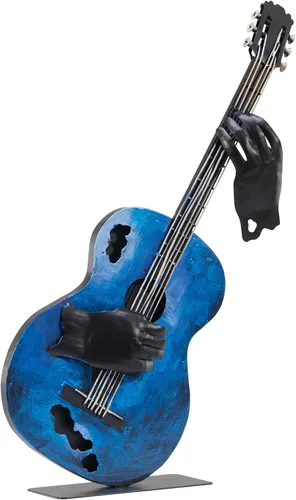 Miniatura 11 de SunBlogs Art - Decoración de guitarra de metal de 23 pulgadas de alto, escultura musical hecha a mano (negro) Hand-painted Metal Statue, Western