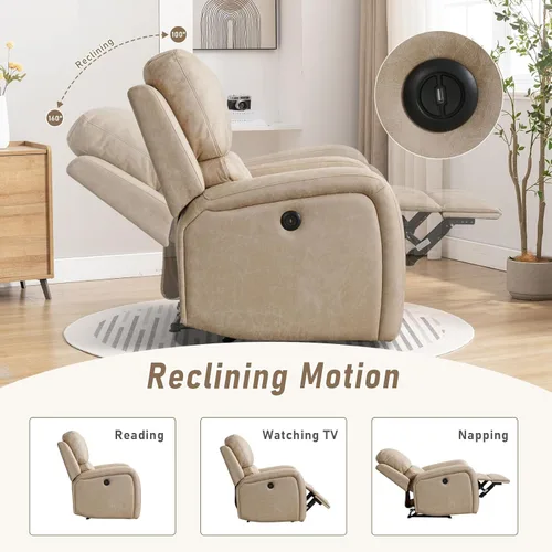 Miniatura 5 de HAOMARKETS Silla reclinable eléctrica, sofás reclinables de piel sintética suave con respaldo acolchado, sofá reclinable individual superrelleno