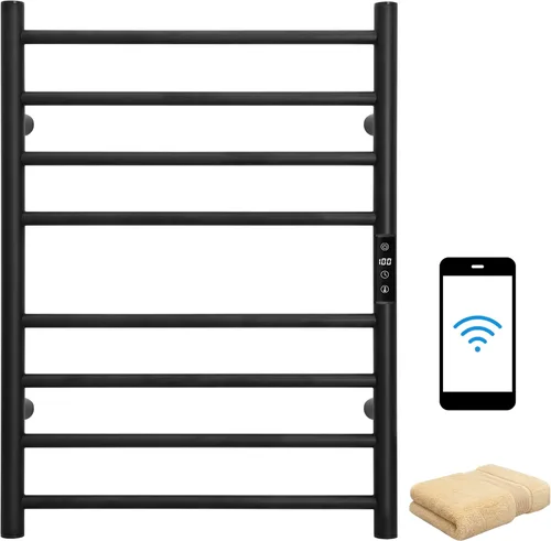 Miniatura 8 de KEG Calentador de toallas montado en la pared con temporizador incorporado 4 barras de acero inoxidable eléctrico calentado toallero para baño