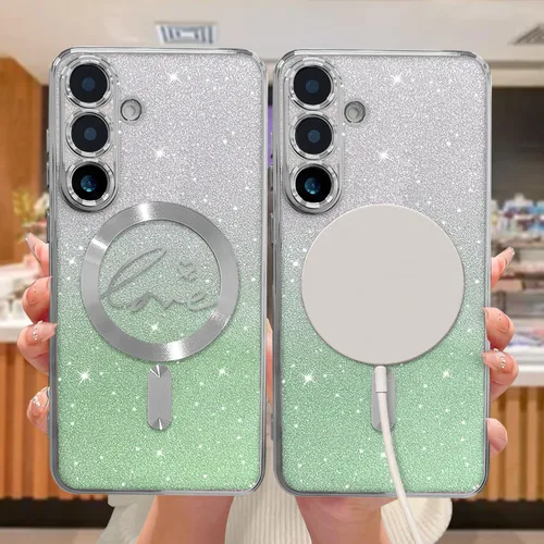 Miniatura 10 de ZONRW - Funda para Samsung Galaxy S22 Ultra magnética, para mujeres y niñas, cubierta trasera suave, lujosa, con corazón de amor, bling, degradado