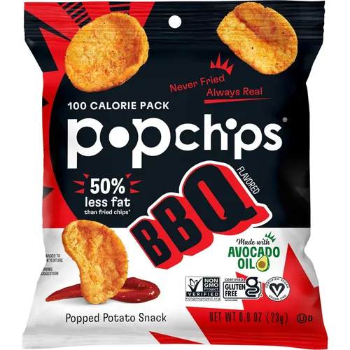 Miniatura 2 de Popchips Paquete variado – Papas fritas horneadas de 0.8 onzas, bolsa de aperitivos 10 de cada uno (BBQ, sal marina, crema agria y cebolla)