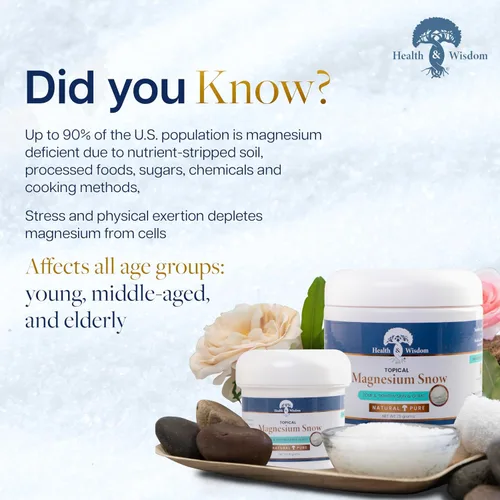 Miniatura 5 de Health and Wisdom Magnesium Snow - Polvo de carbonato de magnesio fino para el cuidado facial, corporal y bucal - Absorción mejorada para tonificar