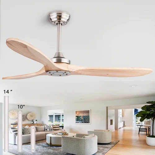 Miniatura 22 de QUTWOB Ventilador de techo de madera de 42 pulgadas con control remoto de luces, motor CC silencioso de 3 aspas para patio, sala de estar, Cuerpo