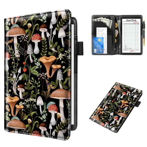 Miniatura 15 de Libros de servicio lindos para camarera y camarero, libreta de notas de visitantes de cuero con cremallera, organizador de dinero y cartera, Mármol