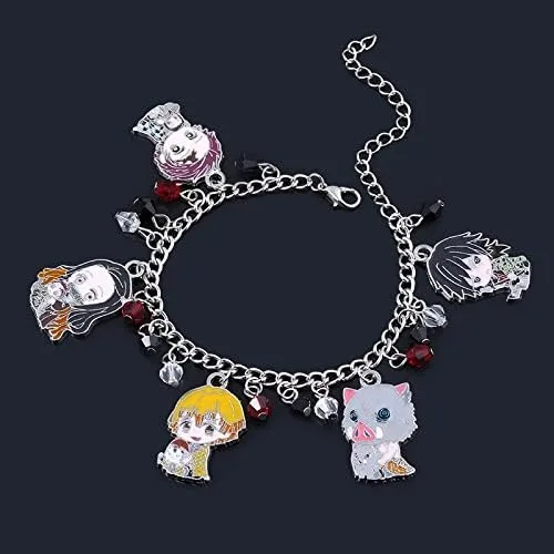 Miniatura 5 de SONGCHANGJEWELRY Pulsera con dije de figura de anime de Tanjiro - Pulsera de figura de Nezuko Zenitsu Inosuke de Tanjiro - Regalos para niñas y niños