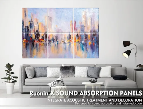 Miniatura 2 de Paquete de 6 paneles de pared acústicos artísticos decorativos, mejor tratamiento acústico que la espuma, paneles de pared de alta calidad Ciudad