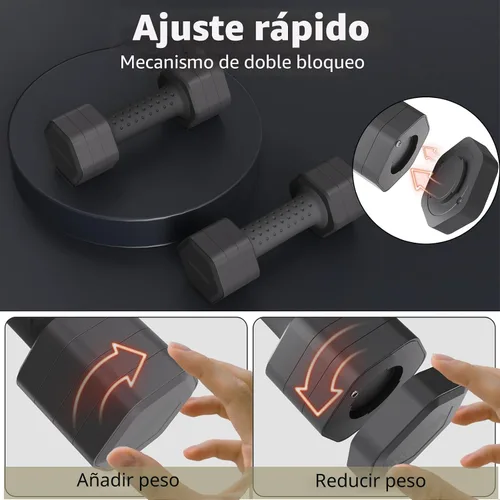 Miniatura 6 de Juego de 2 mancuernas ajustables, juego de mancuernas 4 en 1, pesas de mano para mujeres en casa, juego de mancuernas de 5 libras con mango cómodo