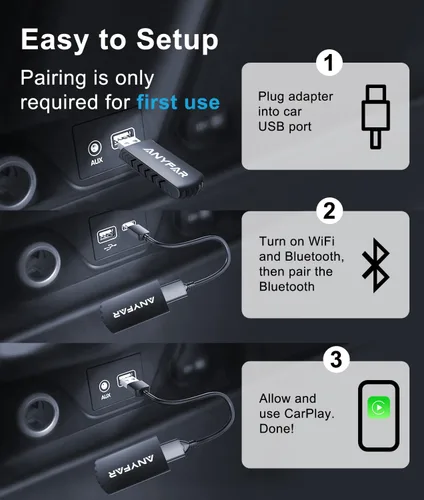Miniatura 5 de Adaptador inalámbrico Carplay para iPhone, chip 5G de doble núcleo que se conecta automáticamente en segundos sin latencia, diseño de ventilación