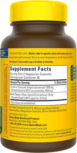 Miniatura 10 de Nature Made Curcumina de cúrcuma extra fuerte con pimienta negra, 1000 mg de extracto de cúrcuma por porción
