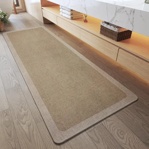 Miniatura 18 de YDKGL Alfombra de baño de medio círculo, alfombras de baño finas para debajo de la puerta, de secado rápido, antideslizante, lavable, con respaldo